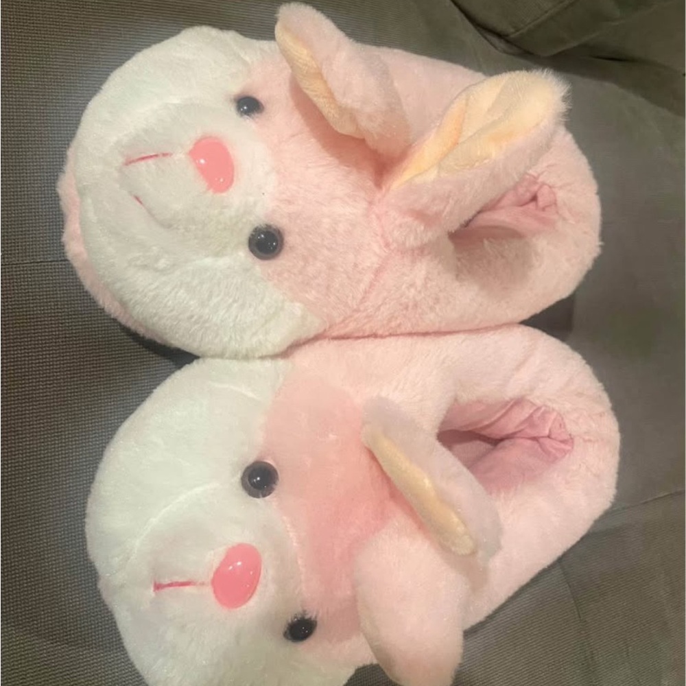 Adorable Pink and White Bunny Slippers